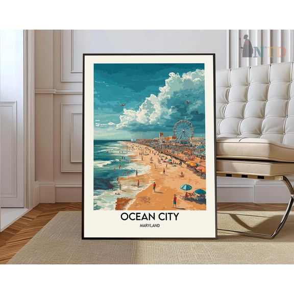 Ocean City Travel Poster Maryland, Ocean City Wall Art, Ocean City Poster Print, Ocean City Photo, Ocean City Decor, Maryland Usa Wall Art, Modern Wall Decor, 24x36 UNFRAMED