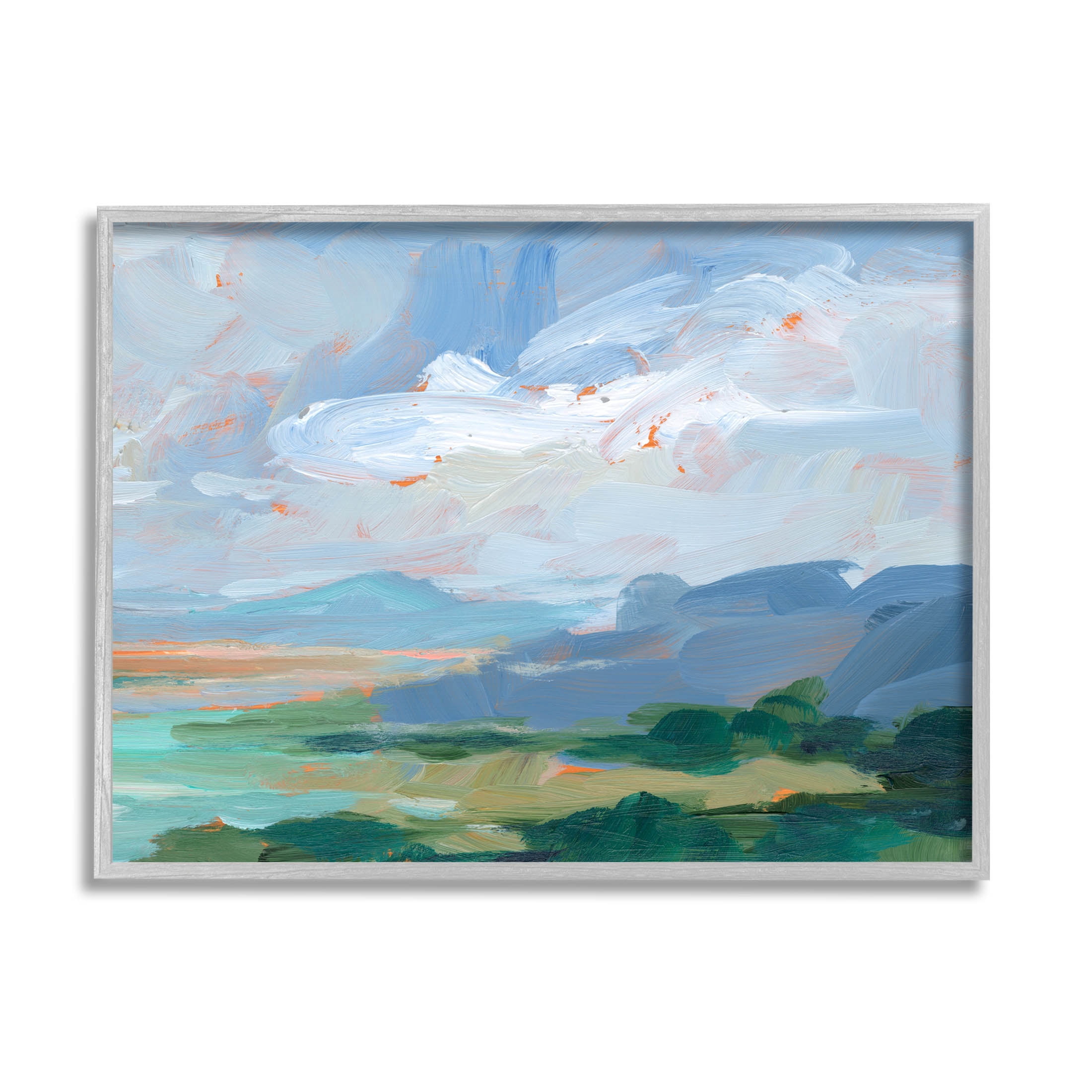 Ocean Cliffs Abstract Landscape Landscape Painting Gray Framed Art Print Wall Art