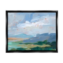 Ocean Cliffs Abstract Landscape Landscape Painting Jet Black Framed Art Print Wall Art