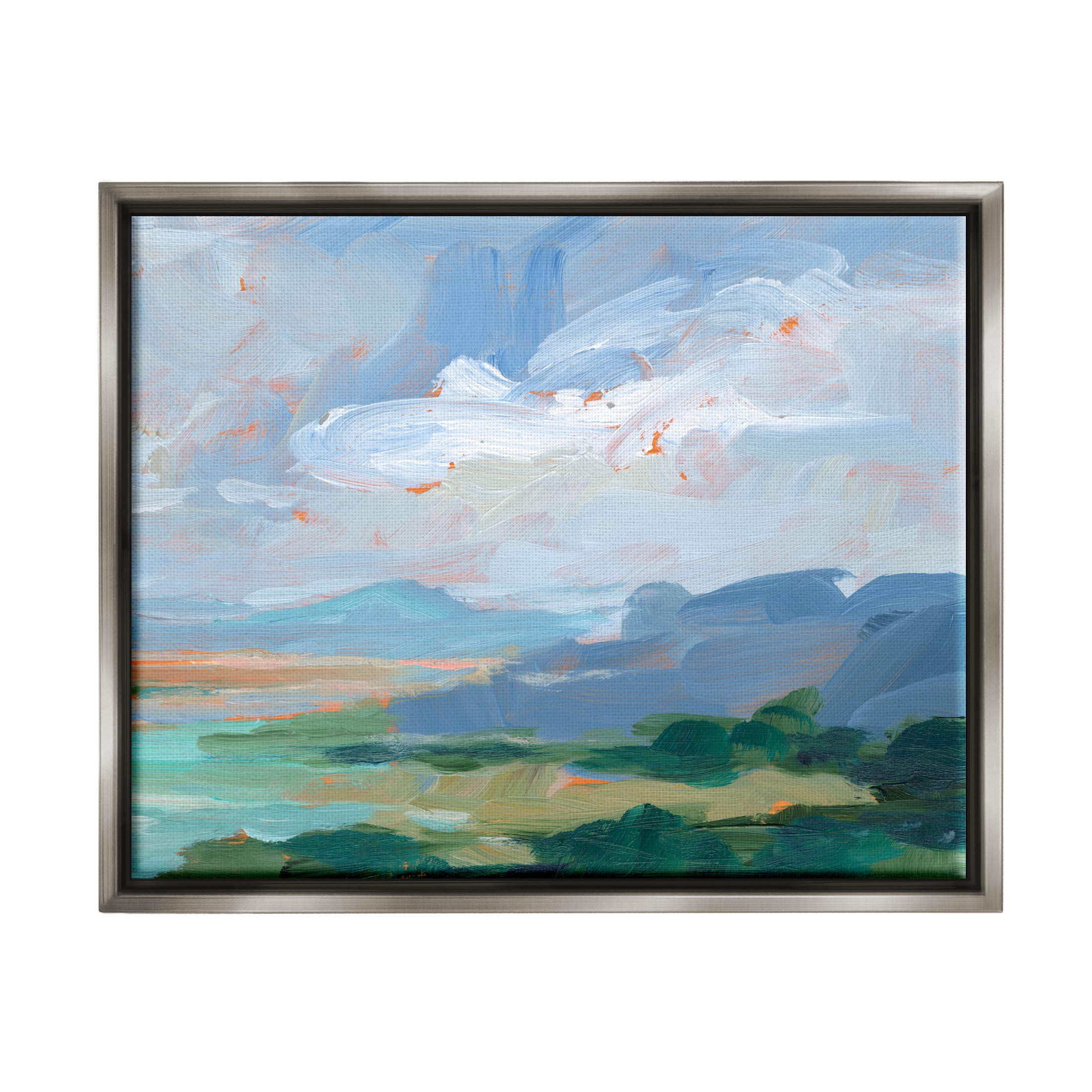 Ocean Cliffs Abstract Landscape Landscape Painting Luster Gray Framed Art Print Wall Art