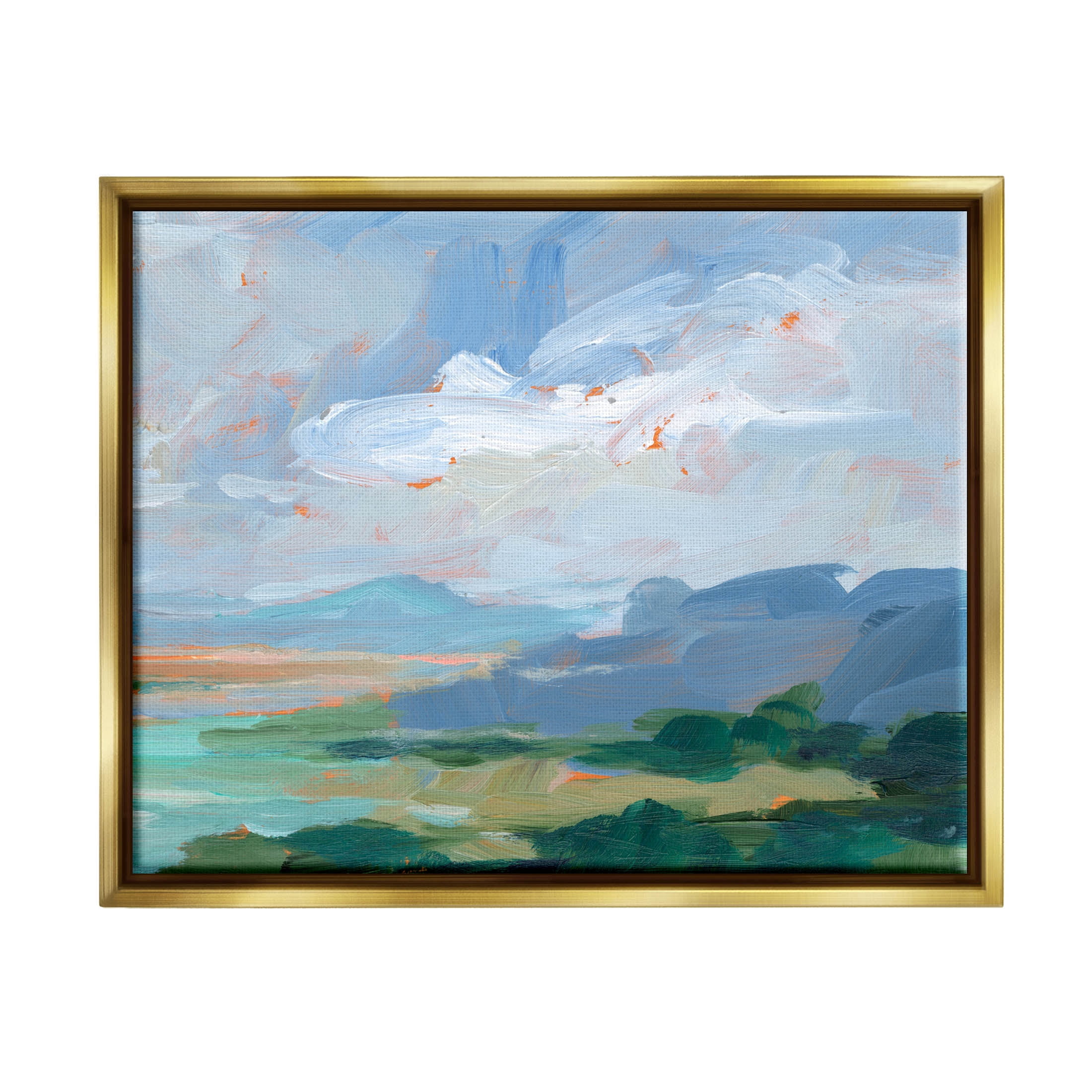 Ocean Cliffs Abstract Landscape Landscape Painting Metallic Gold Framed Art Print Wall Art