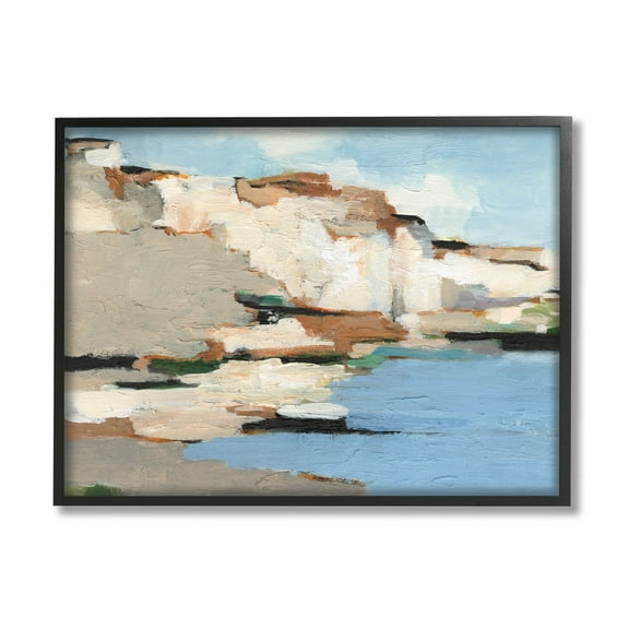 Ocean Cliffs Nature Landscape Landscape Painting Black Framed Art Print Wall Art