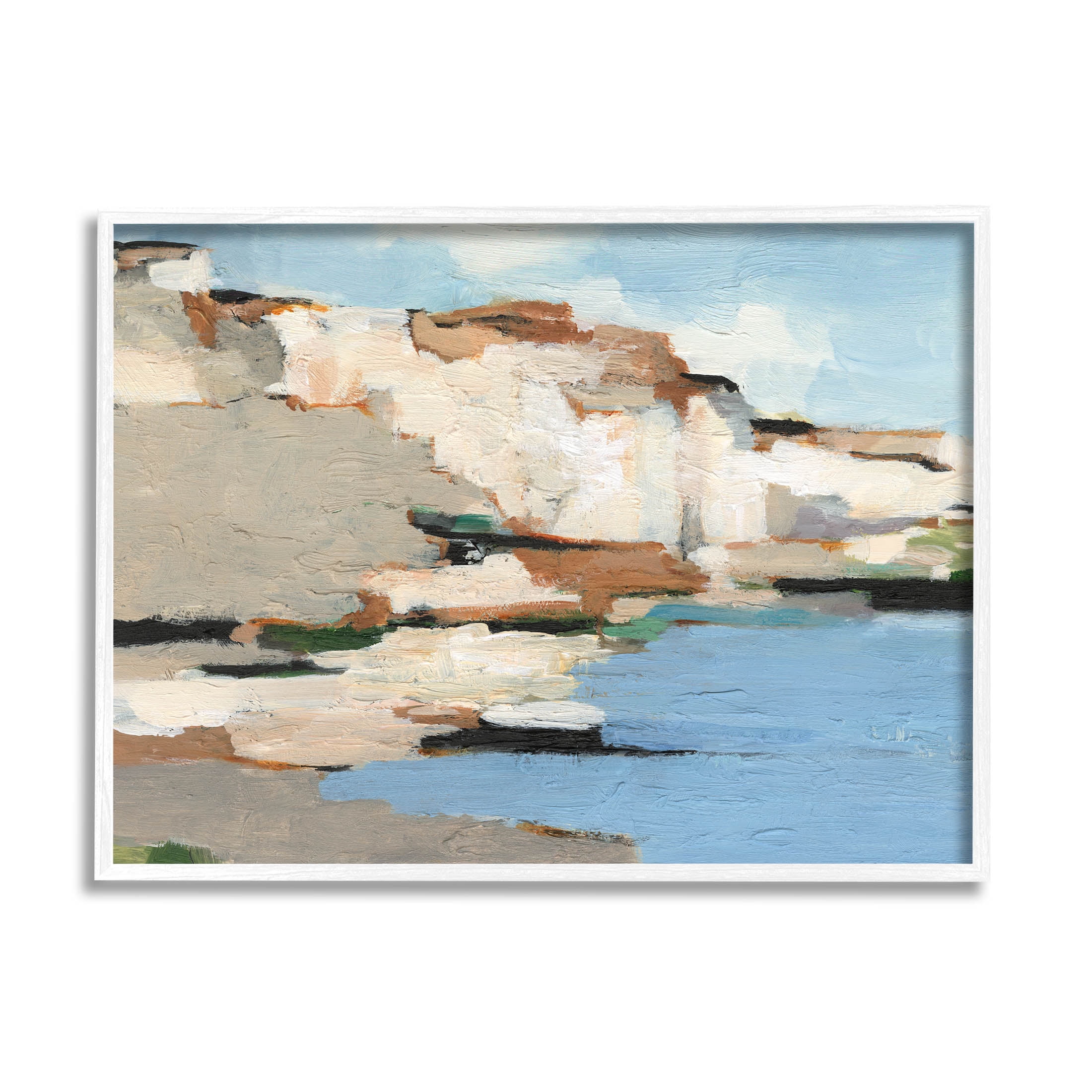 Ocean Cliffs Nature Landscape Landscape Painting White Framed Art Print Wall Art