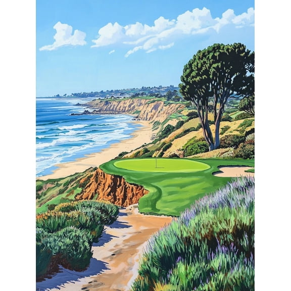 Ocean Coast Golf Course Canvas Print/Wall Art Perfect for Living Room Bedroom Office Hotel and Golf Club Decor