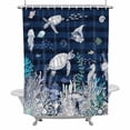 thumbnail image 1 of Ocean Coastal Bathroom Shower Curtain, Sea Turtle Coral Starfish Seaweed Stripes Waterproof Washable Soft Bath Curtain for Bathtub Decor with 12 Hooks&Grommet, 36x78 Inch, 1 of 9