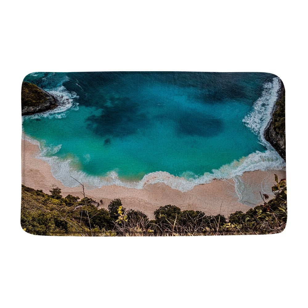 Ocean Coastal Beach Bathroom Rug Set Sunset 3D Natural Scenery Sea Bath