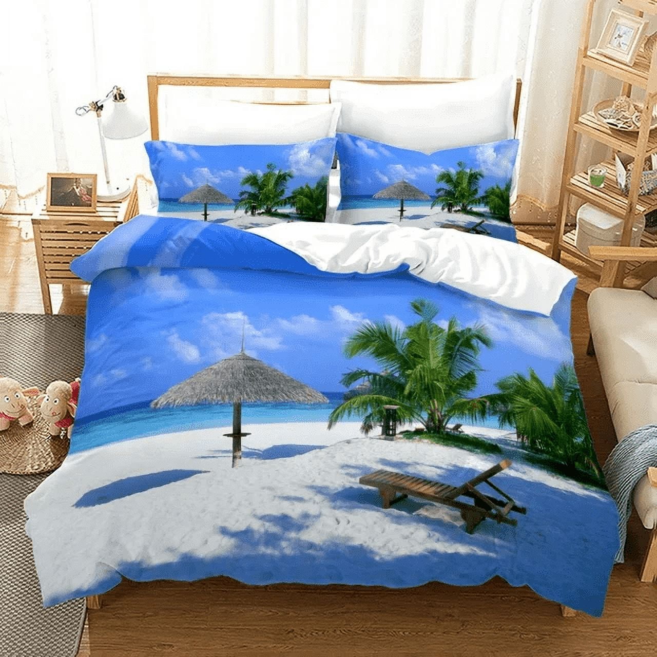 Ocean Coastal Duvet Cover, Summer Beach Comforter Cover for Kids Boys ...