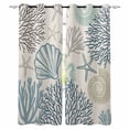 thumbnail image 1 of Ocean Coastal Kitchen Curtains Retro Coral Starfish Shell Seahorse Cafe Short Curtains for Bathroom Blackout Window Curtain Grommet Small Window Treatment Drapes for Bedroom Living Room 52"x45"x2, 1 of 9