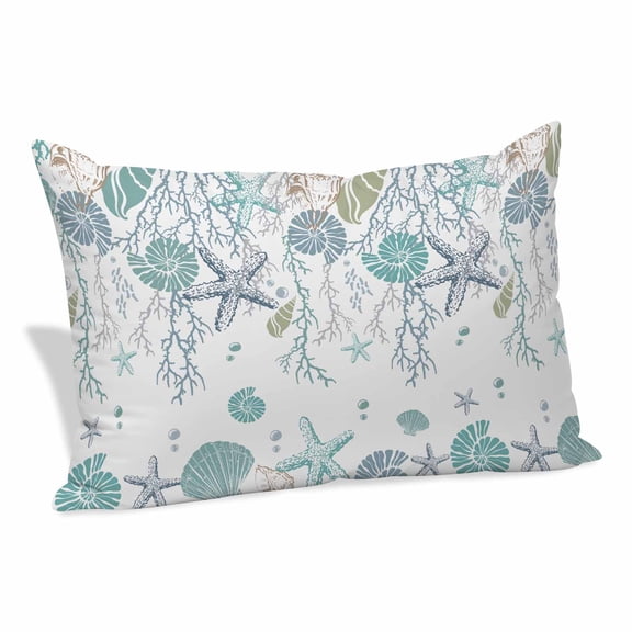 Ocean Coastal Pillow Covers Queen, Nautical Starfish Conch Seashells Coral Soft Brushed Microfiber Breathable Throw Pillow Covers, Pillowcase with Zipper for Couch Sofa Bedroom Living Room 20"x30"