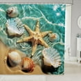 thumbnail image 1 of Ocean Coastal Shower Curtain Starfish Seashells Teal Brown Unique 3D Print for Stalls and Bathtubs Decorative Waterproof Bathroom Accessories Add a Coastal Charm to Your Home (72"x84 Inches), 1 of 1