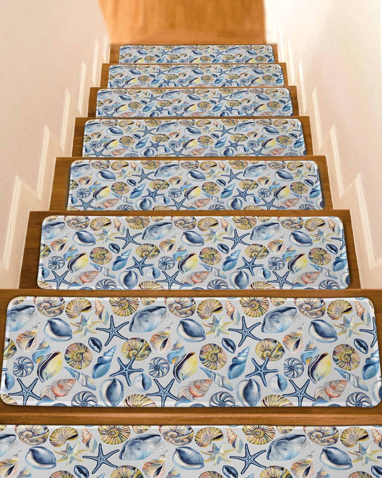 Ocean Coastal Stair Treads for Wooden Steps Indoor Runner Rug Carpet ...