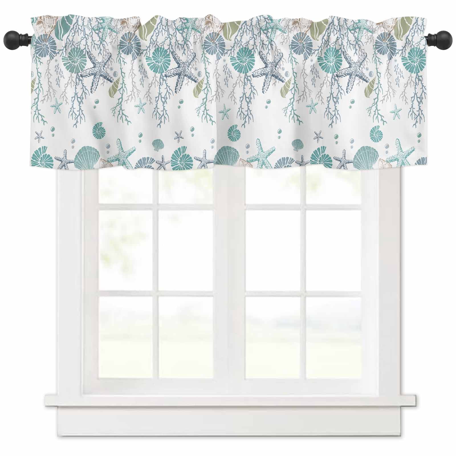 Ocean Coastal Valances for Windows Farmhouse Kitchen Curtains Valances ...