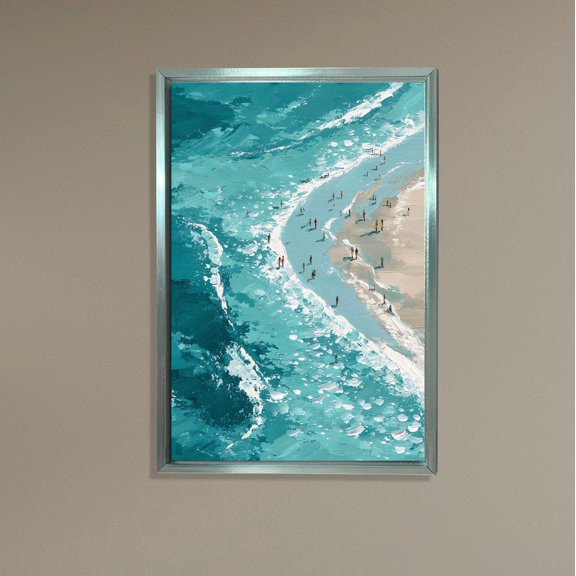 Ocean Coastline Wall Art, Aerial Beach, Seaside Summer View poster, Coastal Home Decor, Vertical Shoreline Texture Poster Unframed Paper Print