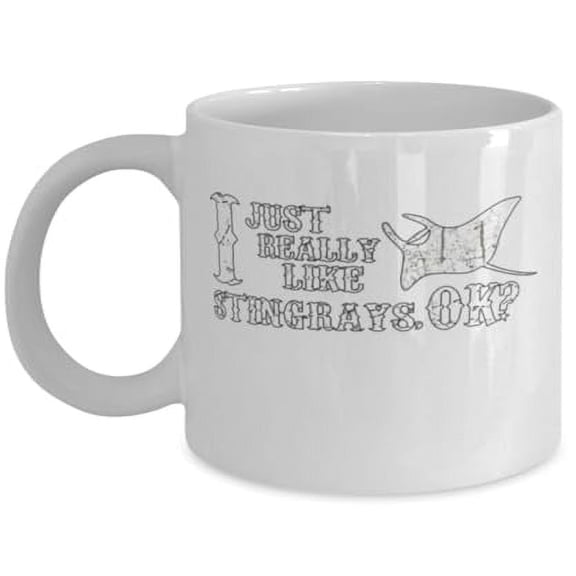 Ocean Coffee Mug, I Just Really Like Stingrays, Unique Manta Ray Gift, White Ceramic Cup