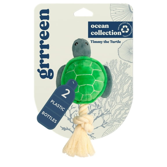 Ocean Collection Dog Toys | Small Sized Timmy The Turtle | Cute, Durable, & Sustainable Plush Chew Toys for Dogs | Made from Eco Friendly & Recycled Materials | Go Green!