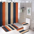thumbnail image 1 of Ocean Color And Blue Stripe 4 Pcs Shower Curtain Sets with Rugs Include Waterproof Shower Curtain Non-Slip Rug Toilet Lid Cover Bath Mat Modern Accent Durable And Waterproof for Bathroom Decor, 1 of 8