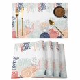 thumbnail image 1 of Ocean Colorful Conch Coral Shell Placemats Set of 6,Wipeable Washable Table Mats for Dining Tables, Coastal Starfish Leaves Place Mats for Kitchen Event Party Tabletop Decor, 1 of 9