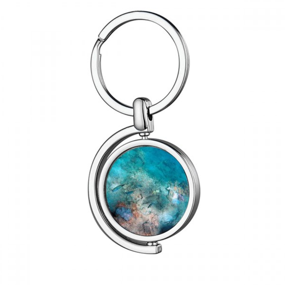 Ocean Colorful Fish Science Nature Picture Rotating Keychain Metal Keyring Holder