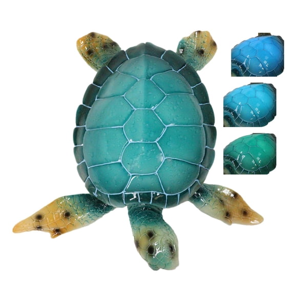Ocean Colorful LED Lighted Shell Green Giant Sea Turtle Swimming Figurine 10.5"L