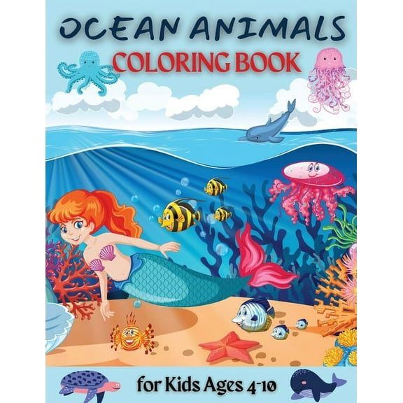 Ocean Coloring Book: Cute Ocean Animals, (Paperback)