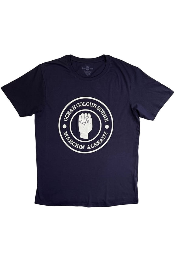 Ocean Colour Scene Unisex T-Shirt Marchin' Fist (Navy Blue)