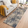 thumbnail image 1 of Ocean Compass 2'x6' Runner Rugs for Hallway Kitchen Bedside Non Slip Washable, Vintage Coastal Starfish Shell Conch Beige Entryway Rug Runners with Rubber Backing, Long Carpet Runner for Laundry Room, 1 of 8