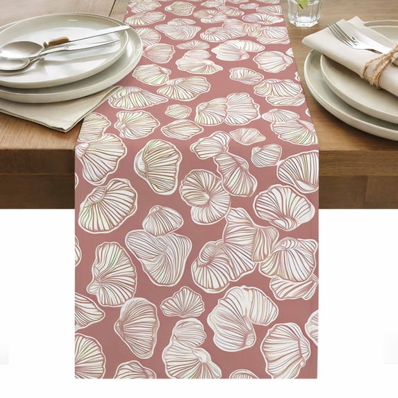 Ocean Conch Table Runner - 36 Inch Long, Kitchen Dining Table Runner Dresser Scarves, Coastal Red-brown Shell Summer Beach Farmhouse Decor for Coffee Tables Wedding Party Banquet