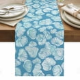 thumbnail image 1 of Ocean Conch Table Runner - 60 Inch Long, Kitchen Dining Table Runner Dresser Scarves, Coastal Teal Blue Shell Summer Beach Farmhouse Decor for Coffee Tables Wedding Party Banquet, 1 of 8