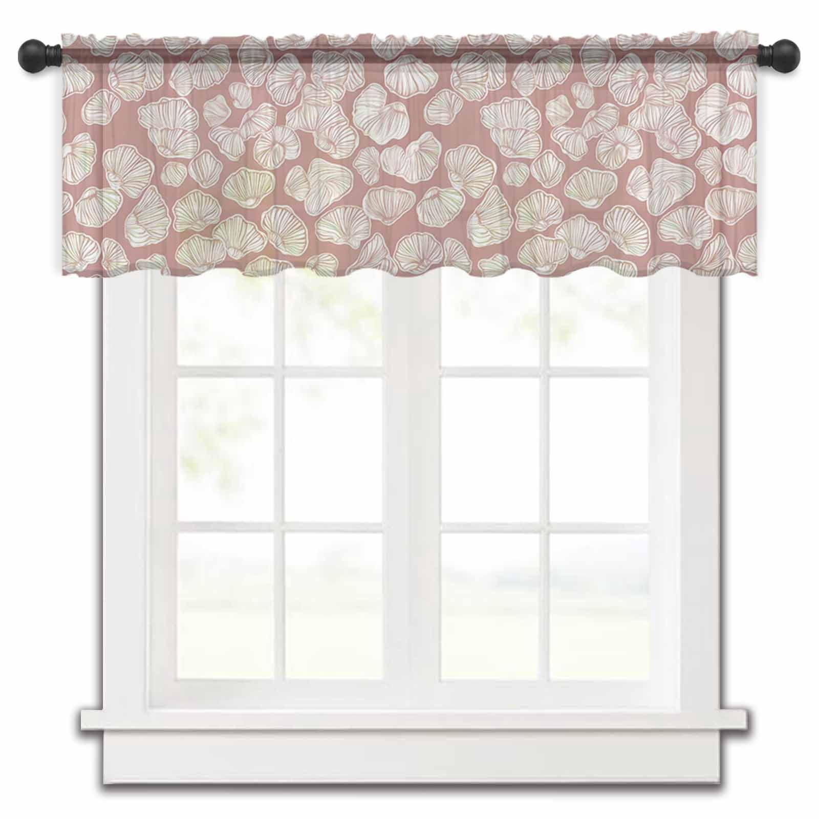 Room Window Shell Ocean Conch Valance Curtains for Kitchen/Living Room/Bathroom/Bedroom ...