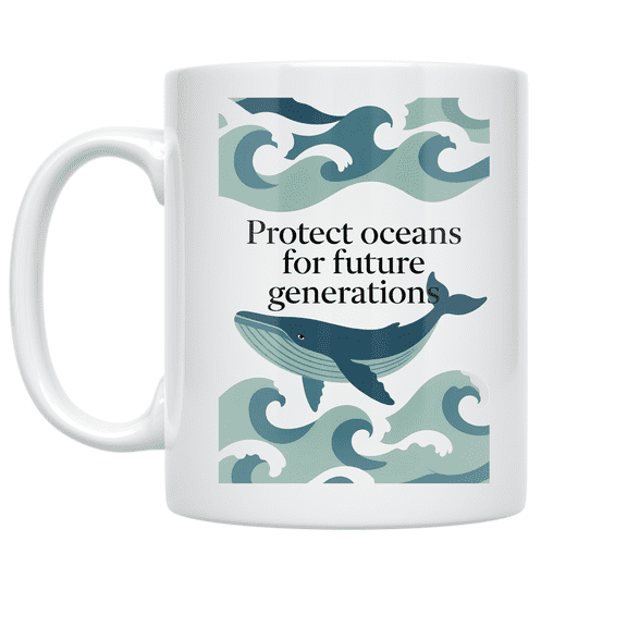 Ocean Conservation Whale Design - Nature Lover - 11 oz Ceramic Coffee Mug