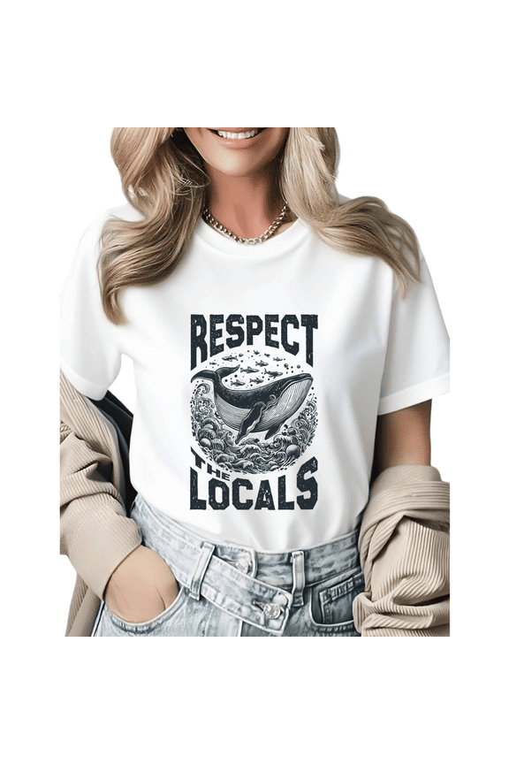 Ocean Conservation Whale Respect The Locals Graphic Tees Womans T shirt Shirts Black White S-5XL Tops