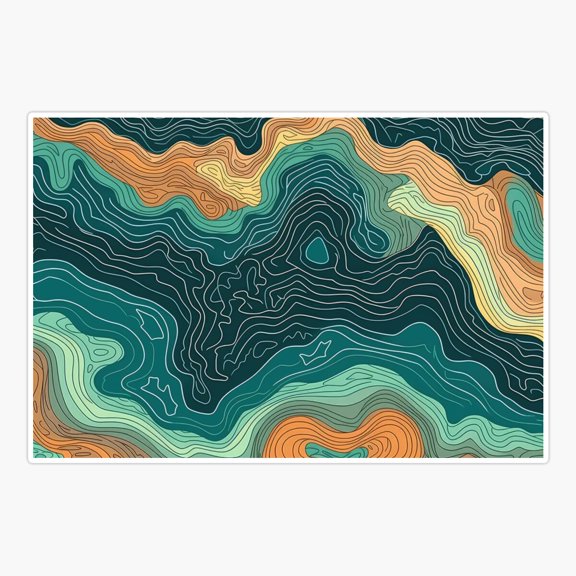 Ocean Contour Waves Turquoise Design Sticker