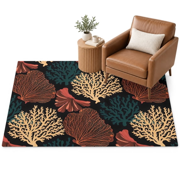 Ocean Coral Area Rug 3'x5', Red Yellow Coral Reef Sea Fan Underwater ...