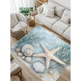 thumbnail image 1 of Ocean Coral Area Rug for Bedroom 2.7x5 Ft Shell Starfish Plant Leaf Coastal Rustic Super Soft fuzzy Throw Rug Non-Slip Fluffy Plush Indoor Floor Carpet for Living Room Nursery Home Decor, 1 of 8