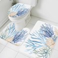 thumbnail image 1 of Ocean Coral Bathroom Rugs Set Watercolor Blue Green Orange Corals Sea Non Slip Absorbent Soft Bath Mats 3 Piece Set with Bathroom Rug, U-Shaped Floor Mat, Toilet Seat Cover Large Size, 1 of 9