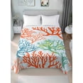 thumbnail image 1 of Ocean Coral California King Size Flat Sheet, Wrinkleproof & Fadeproof Cooling Flat Bed Sheet Only, Orange Red Green Turquoise Plant Branch Breathable Soft Bedding Top Sheets 108 x 98 Inches, 1 of 8