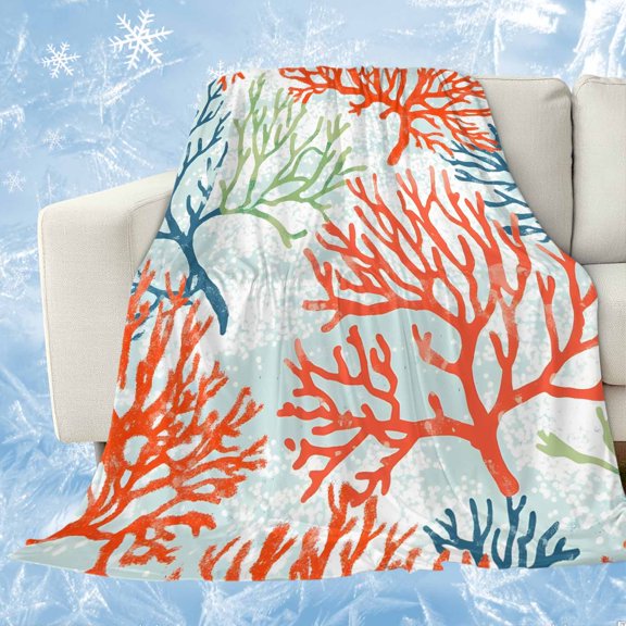 Ocean Coral Cooling Blanket,Lightweight Breathable Summer Throw Blanket with Double Sided Cold Effect,Abstract Boho Gradient Coastal Polka Dots Picnic Blankets Bed Sheet for Hot Sleepers 30"x40"