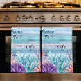 thumbnail image 1 of Ocean Coral Kitchen Towels Set of 4, Summer Coastal Seaweed Starfish Wood Ombre Blue Absorbent Dish Towels for Kitchen, Microfiber Hand Towel, Quick Drying Tea Towel for Cleaning Dishcloths, 1 of 7