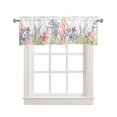 thumbnail image 1 of Ocean Coral Linen Curtain Valance for Bedroom/Bathroom/Kitchen/Office/Living/Dining Room Window,Summer Seahorse Coastal Starfish White Rod Pocket Topper Decorative Cafe Drapes Panel 54"x18", 1 of 6