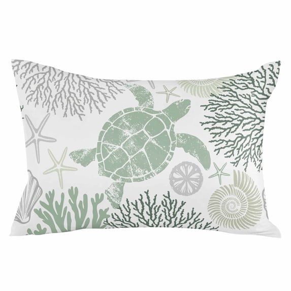 Ocean Coral Nautical Throw Pillow Cover, Pillowcase Protectors with Zipper, Breathable Decorative Lumbar Pillow Case Cover, Pillow Shams for Couch Sofa 16x24Inch