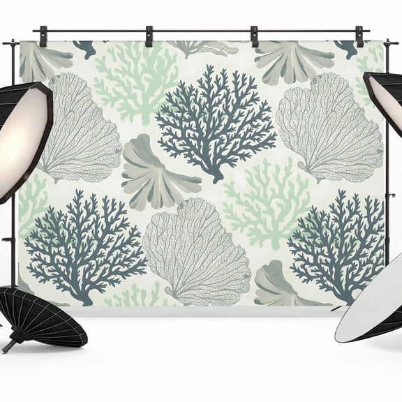 Ocean Coral Photography Backdrop 7x5FT, Green Coral Reef Underwater Marine Plants Sea Fan Photo Backdrops, Background for Photography Studio Photo Studio Background, Back Drop for Photoshoot