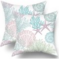 thumbnail image 1 of Ocean Coral Pillow Covers 20x20 Inch Nautical Coastal Throw Pillows Set of 2 Beach Seashell Starfish Pillow Case Soft Cotton Square Cushion Covers for Home Couch Sofa Patio Bedroom, Teal, 1 of 6