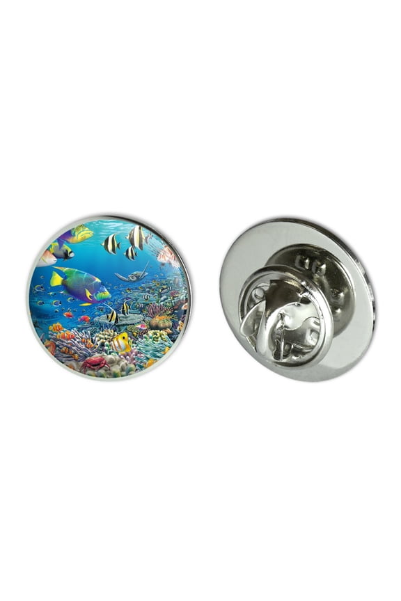 Ocean Coral Reef Angel Fish Garden Diving Metal 0.75" Lapel Hat Pin Tie Tack Pinback