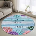 thumbnail image 1 of Ocean Coral Round Area Rug 3.3Ft Washable Circle Rugs for Dining Room Table, Summer Coastal Seaweed Starfish Wood Ombre Blue Non-Slip Carpet Floor Mats Indoor Outdoor Carpet Runner Home Decor, 1 of 8