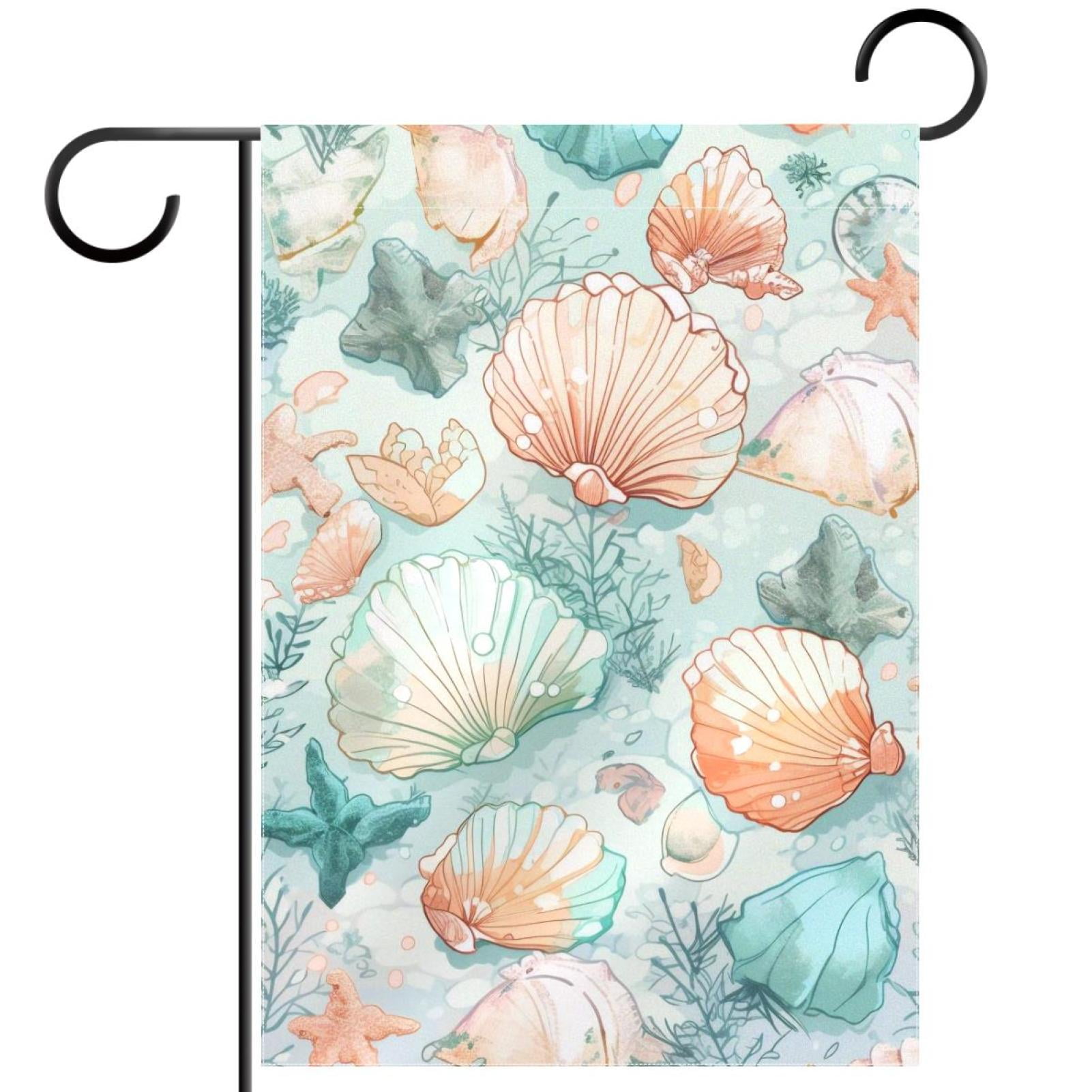 Ocean Coral Seashell Pattern Garden Flag Double Sided House Flag for ...