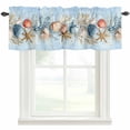 thumbnail image 1 of Ocean Coral Shell Window Valance Curtain Starfish Conch Blue Rod Pocket Short Curtain for Living Room, Bedroom & Kitchen Window Decor 54x18in, 1 of 8