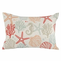 Ocean Coral Starfish Shell Seahorse Throw Pillow Cover, Pillowcase Protectors with Zipper, Breathable Decorative Lumbar Pillow Case Cover, Pillow Shams for Couch Sofa 12x20Inch