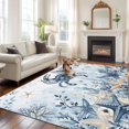 thumbnail image 1 of Ocean Crab Area Rugs 5x7 ft Blue Yellow Sea Star Shell Coral Gradient Blue Washable Rug Non Slip Indoor Carpet Absorbent Floor Mat for Living Room Bedroom Dining Room, 1 of 9