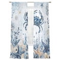 thumbnail image 1 of Ocean Crab Sheer Curtains 2 Panels Set Blue Yellow Sea Star Shell Coral Blue Sheer Window Curtains Light Filtering Rod Pocket Voile Drapes for Bedroom Living Room 52"X84", 1 of 8
