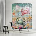 thumbnail image 1 of Ocean Crab Shower Curtain Nautical Colorful Sea Life Crab Bathroom Decor Shower Curtain Fabric Polyester Waterproof with Plastic Hooks 72" X 72", 1 of 6